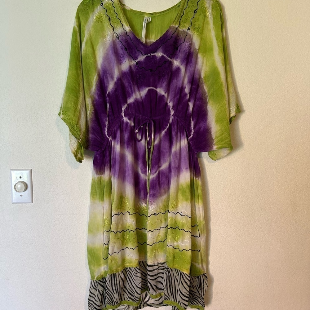 Ocean Breeze One Size Boho Beach Tie Dye swim Coverup